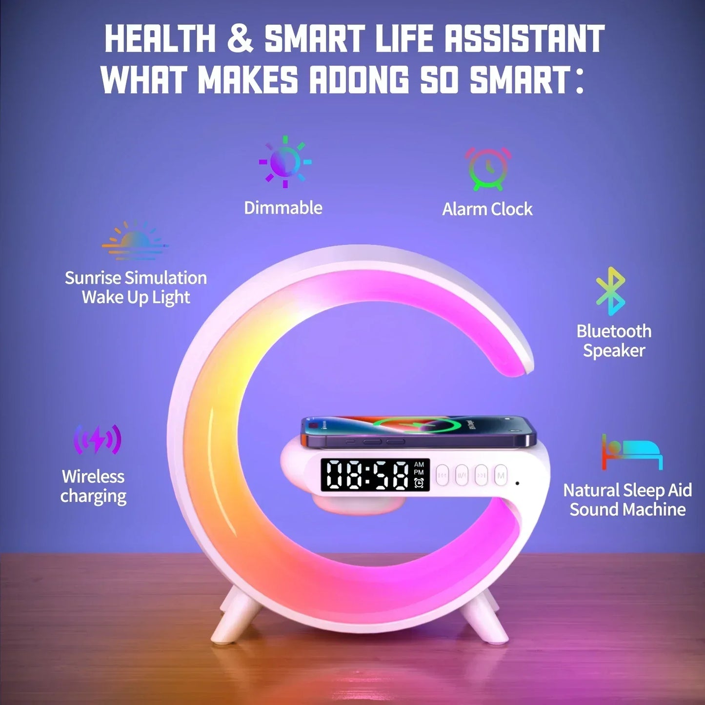 Wireless charging clock multifunction